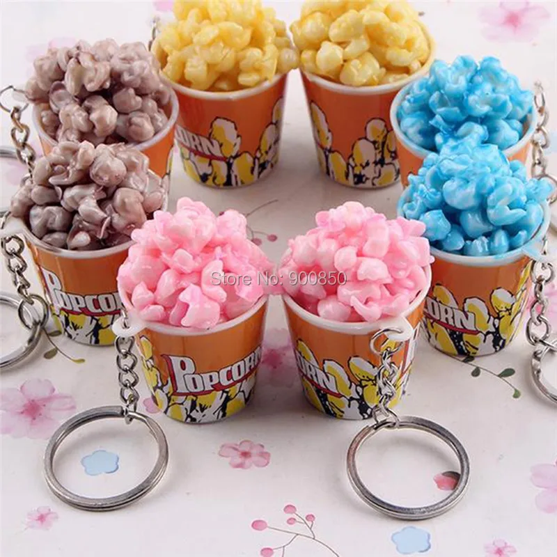 1 шт. брелок из сплава с имитацией пищи попкорна модельный мультяшный