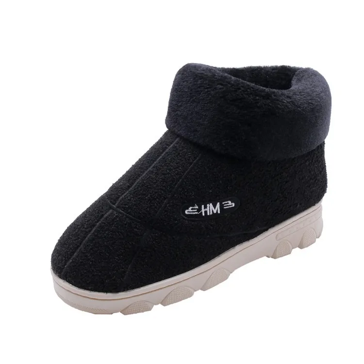 06 Black PXELENA; мужские зимние меховые домашние тапочки; толстые плюшевые теплые хлопковые домашние мягкие удобные мужские тапочки; обувь для влюбленных пар; большие размеры - Цвет: 06 Black