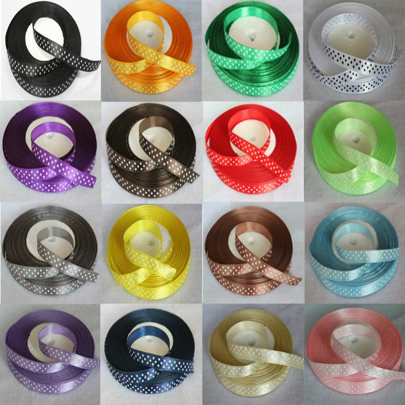15 ярдов/партия атласная лента с принтом в горошек 3/8 10 мм|satin ribbon|printed satin ribbonribbon ribbon