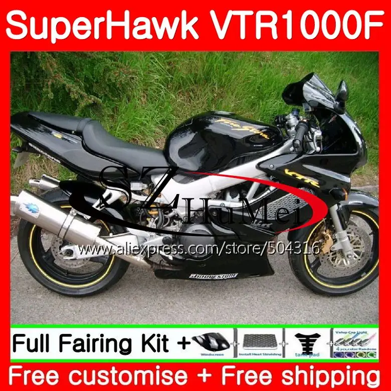 Набор для HONDA SuperHawk VTR1000F глянцевый черный 97 98 99 00 01 108SH.4 VTR1000 F VTR 1000F 1000 1996 1998 2000 2001