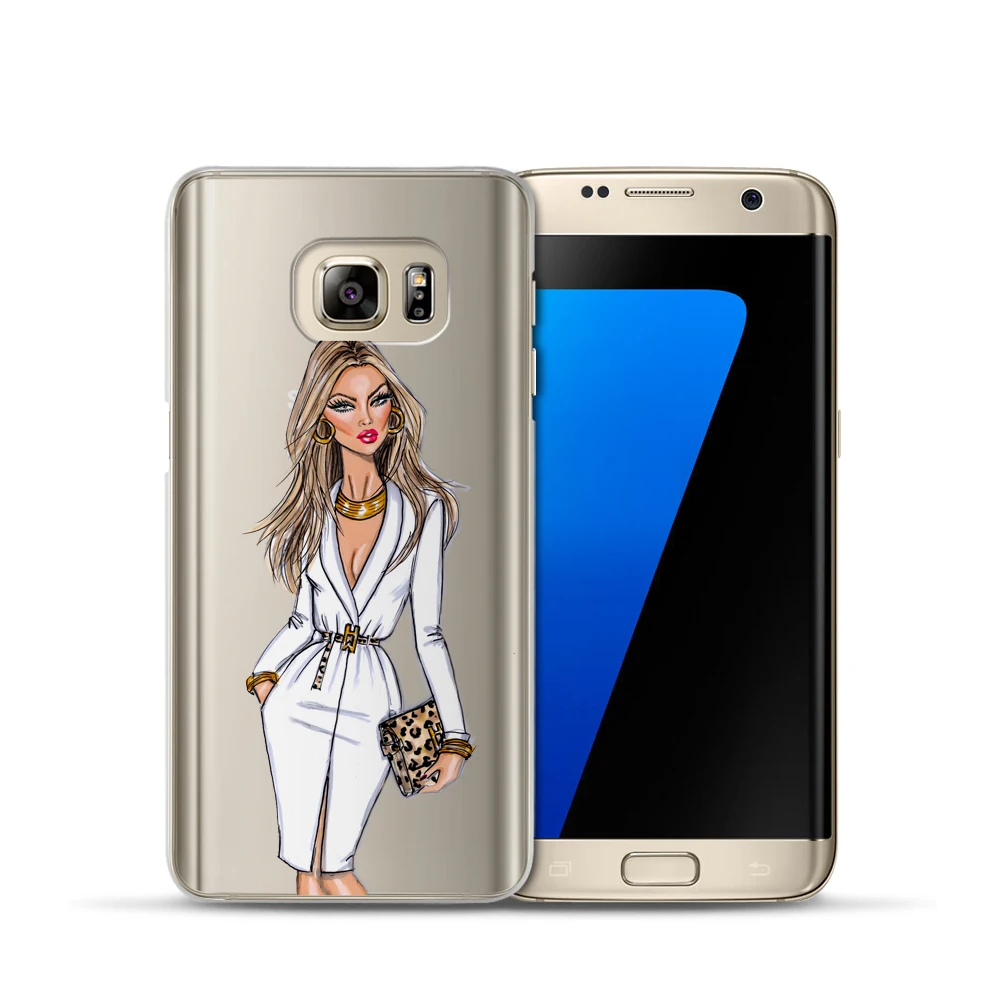 Модный мягкий ТПУ чехол для Samsung Galaxy S6 S7 Edge S8 Plus A3 A5 2016 2017 J2 J3 J5 J7 прозрачный
