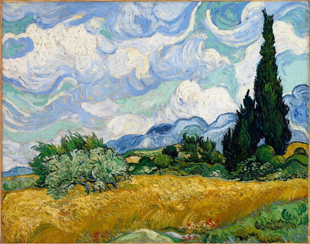 

Wheat Field with Cypresses, 1889 by Vincent Van Gogh Oil Painting Reproduction on Canvas Wall Art Home Decor Hand Painted