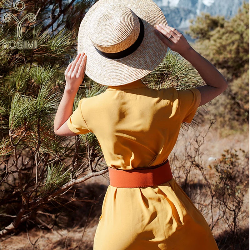 YOSIMI 2019 летнее шифоновое длинное женское платье Элегантное миди с коротким