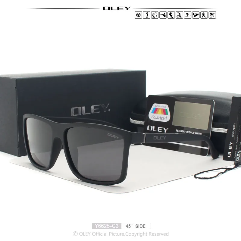 Y6625 C3 BOX OLEY, брендовые, Ретро стиль, солнцезащитные очки, мужские, классические, мужские, квадратные очки, для вождения, для путешествий, очки, унисекс, Gafas Oculos UV400 Y6625 - Цвет линз: Y6625 C3 BOX