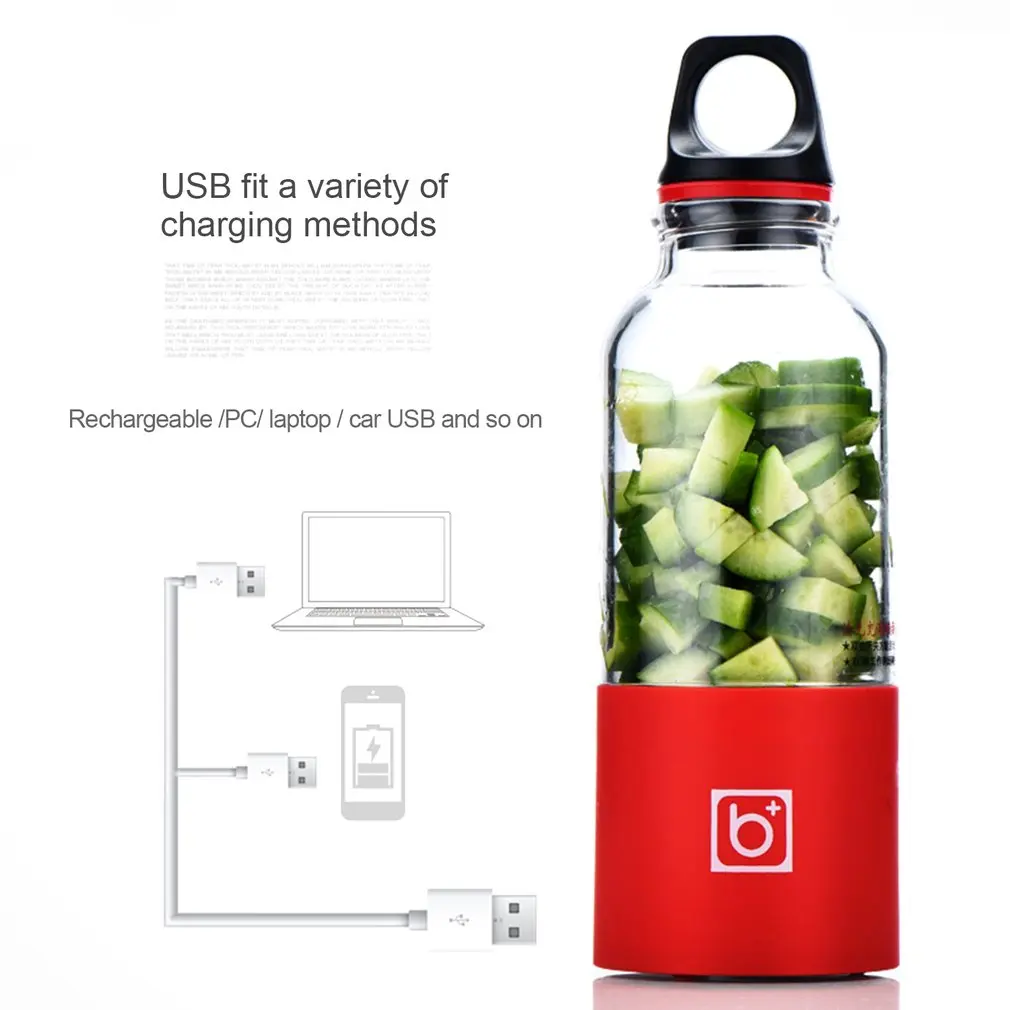 500ML Portable Electric Juicer Cup USB Rechargeable Automatic Vegetables Fruit Juice Maker Cup Juice Extractor Blender Mixer
