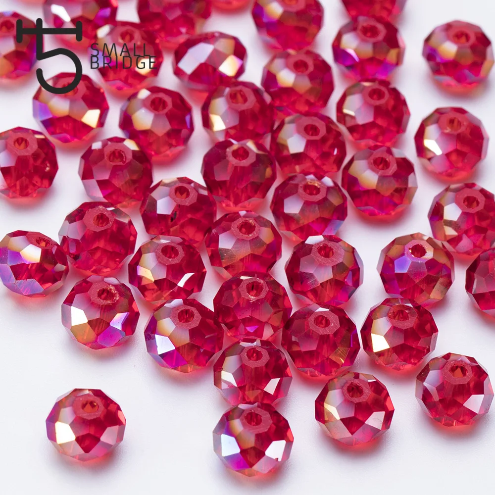 Бусины с австрийскими красными кристаллами 8 мм Z147|beads accessories|rondelle crystal beadsbeads faceted |