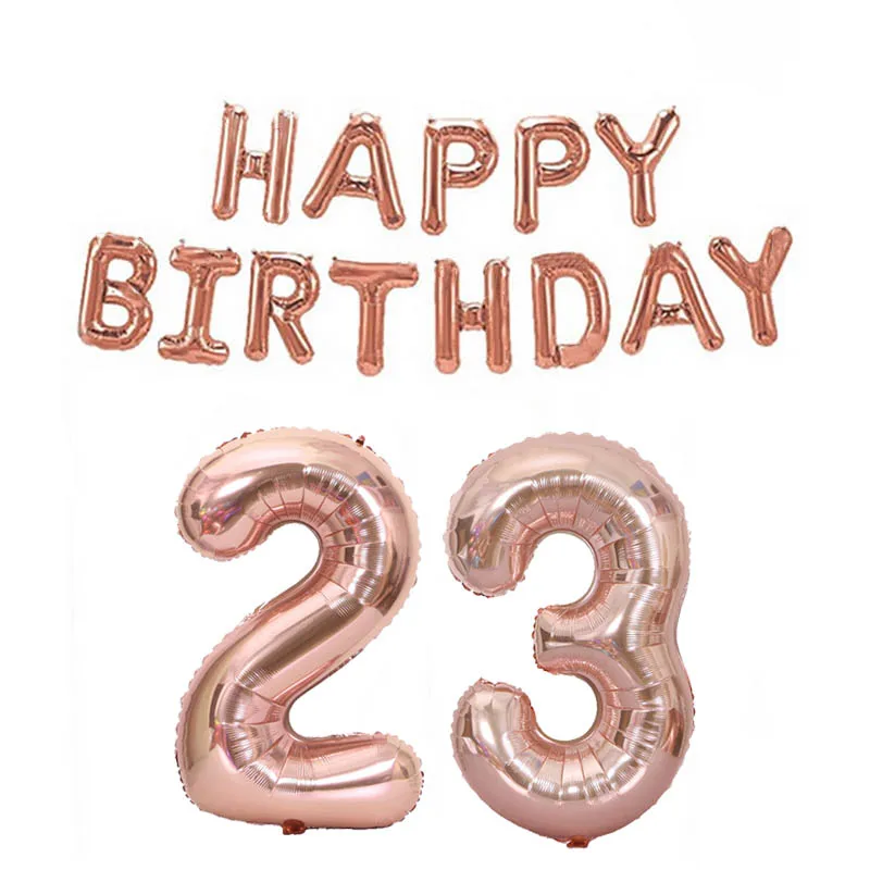 HB 23 15pcs/set 32inch Happy 18 30 50 Birthday Foil Number Balloons 16inch Alphabet Letters Balloon Rose Gold Birthday Party Decoratio - Цвет: HB 23