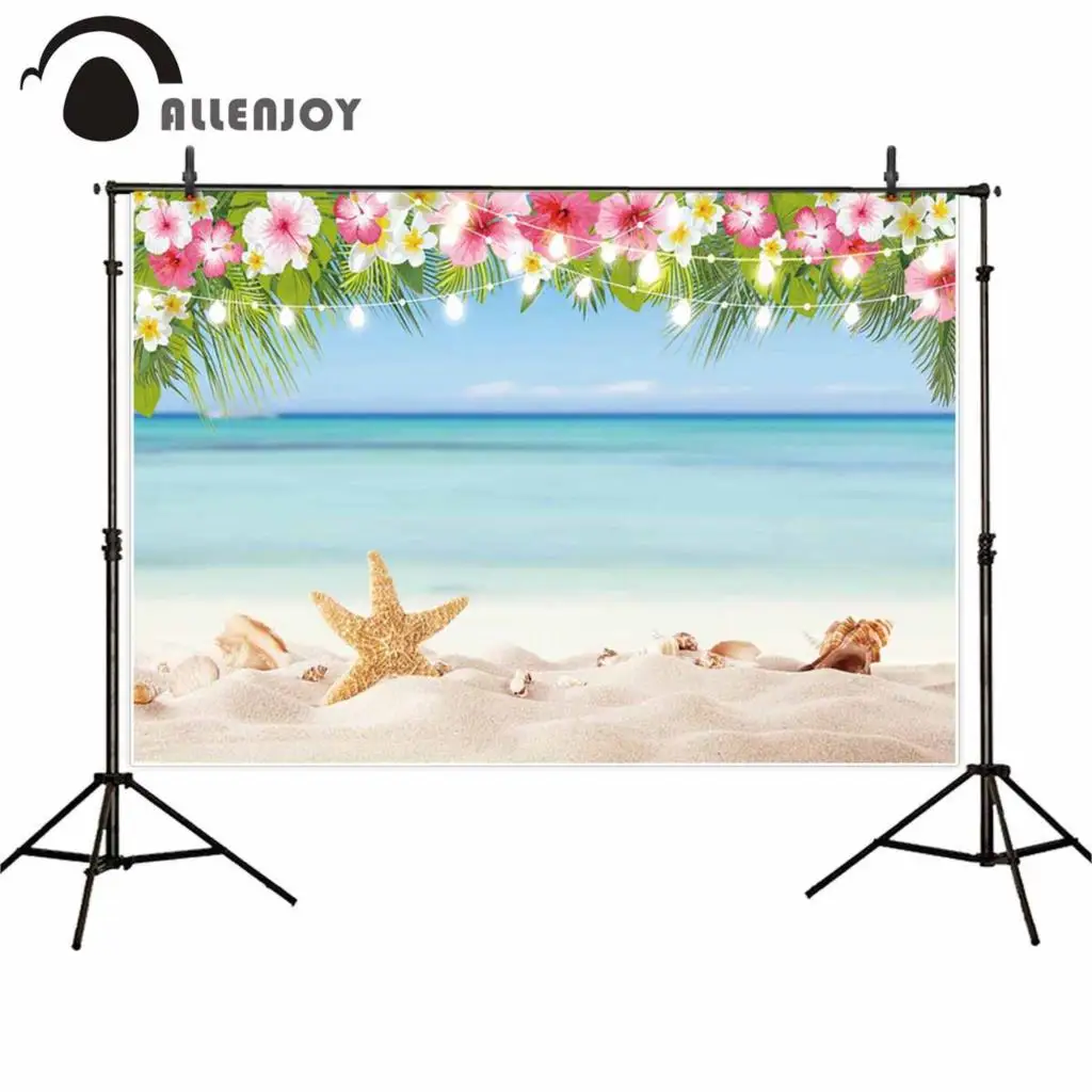 

Фон для фотосъемки Allenjoy с изображением пляжа, летней раковины, цветов, аква, occen, Виниловый фон для студийной фотосъемки