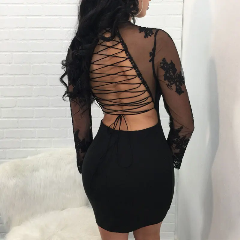 Пикантные Для женщин сетки блестками летнее платье с глубоким v образным вырезом