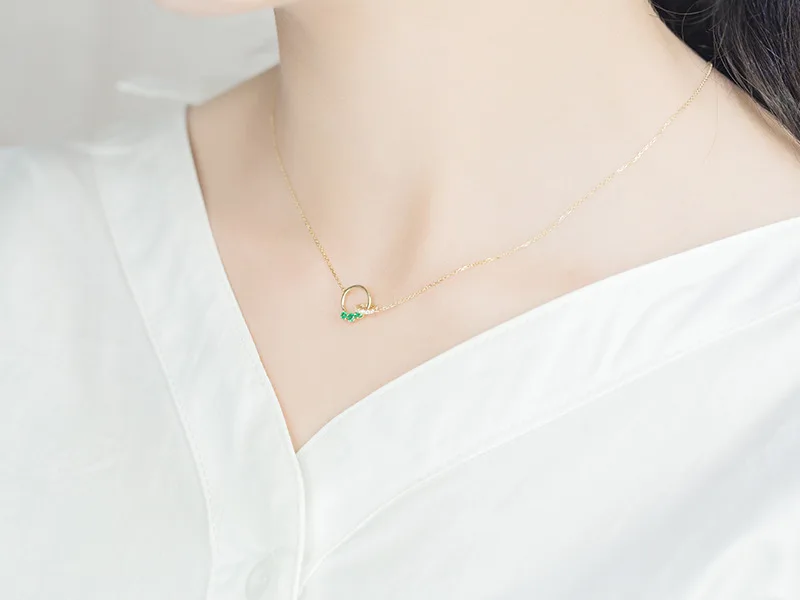 Натуральное красочное сокровище изумрудное ожерелье с подвеской 14 k Золотое изделие ювелирное изделие 45 мм длина цепи 1,34 г Золотая цепочка, ювелирное изделие из драгоценных камней подарок