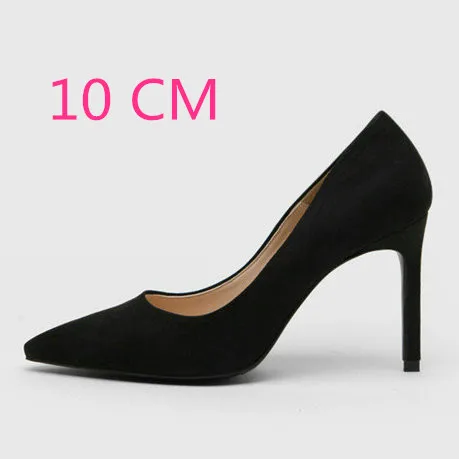 Black-10CM Heel Женские туфли-лодочки туфли на высоком каблуке женские пикантные вечерние туфли на шпильке 10 см с острым носком офисные женские свадебные туфли на высоком каблуке размера плюс - Цвет: Black-10CM Heel