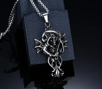 punk skull pendants necklace men boys jewelry stainless steel necklaces fashion cool silver color chain gifts