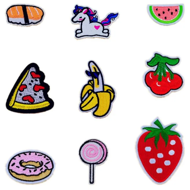 Милые банановые вишни арбуз суши нашивки пончики утюжок на или пришить Ткань