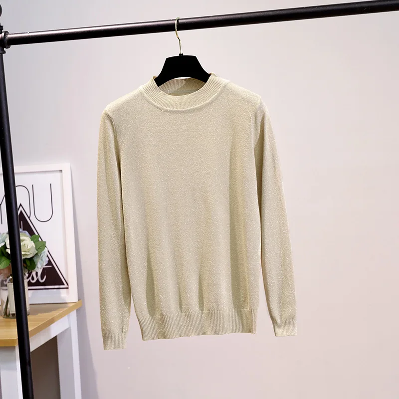 Wixra Winter Spring O Neck Sweater Women Pullover Knit Slim Shiny Basic Sweaters Womens Solid Jumpers For | Женская одежда