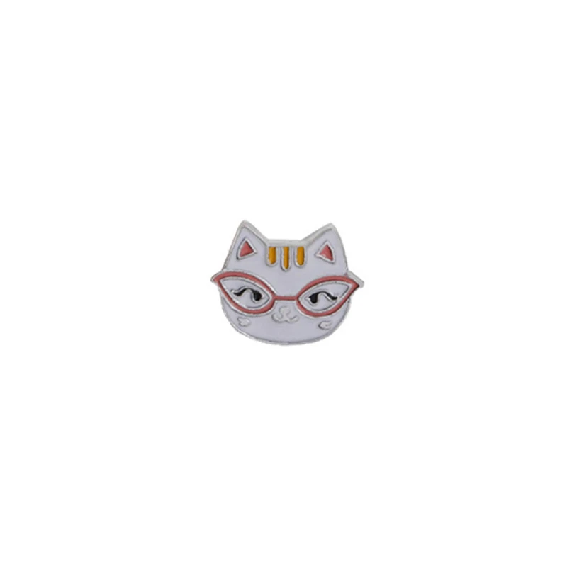Cat Face 1 1-4 шт./набор, Милая брошь в виде животных из мультфильма, белая, черная, кошка, лошадь, собака, эмалированные булавки для женщин, рубашки, значок, булавка, модное ювелирное изделие, подарки - Окраска металла: Cat Face 1