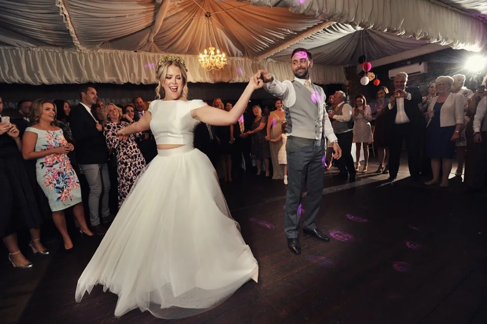 OUSHILUO свадебное платье 2019 два кружева A Line Robe De Soiree отделяет пятнистый тюль юбка