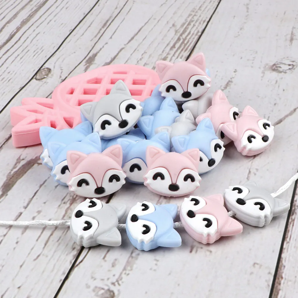 

TYRY.HU 10pc BPA Free Silicone Beads Loose Cartoon Beads For Teething Chain Silicone Rodent Tiny Rod Baby Teether