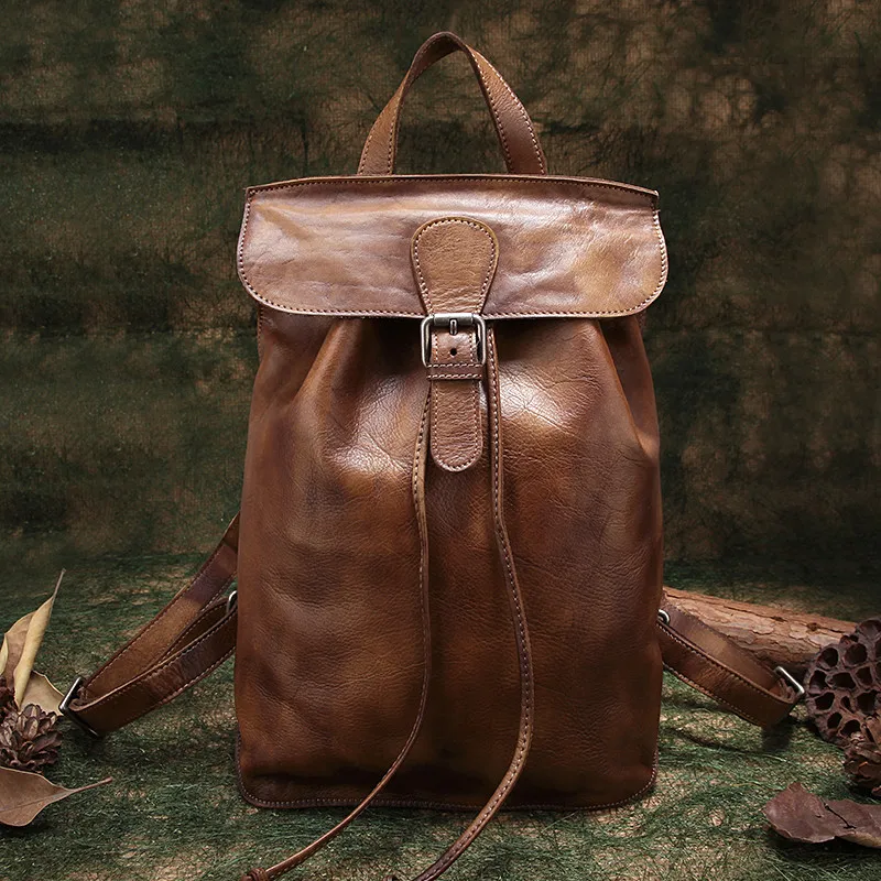 Женский рюкзак осень 2019 оригинальный из натуральной кожи винтажная Повседневная