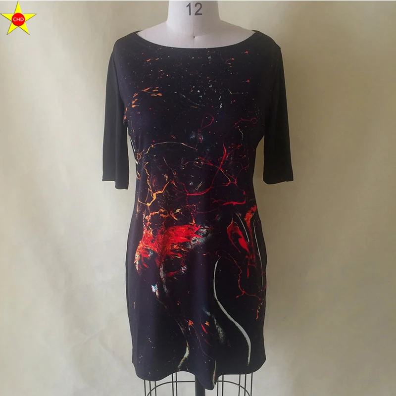 L 6XL размера плюс Бандажное платье 1/2 с длинным рукавом облегающее абстрактным