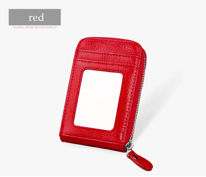 ZOVYVOL Новинка унисекс 11 цветов Блокировка кошельки с RFID натуральная кожа молния кредитный держатель для карт ID и кредитный держатель для карт s - Цвет: red KB09-3