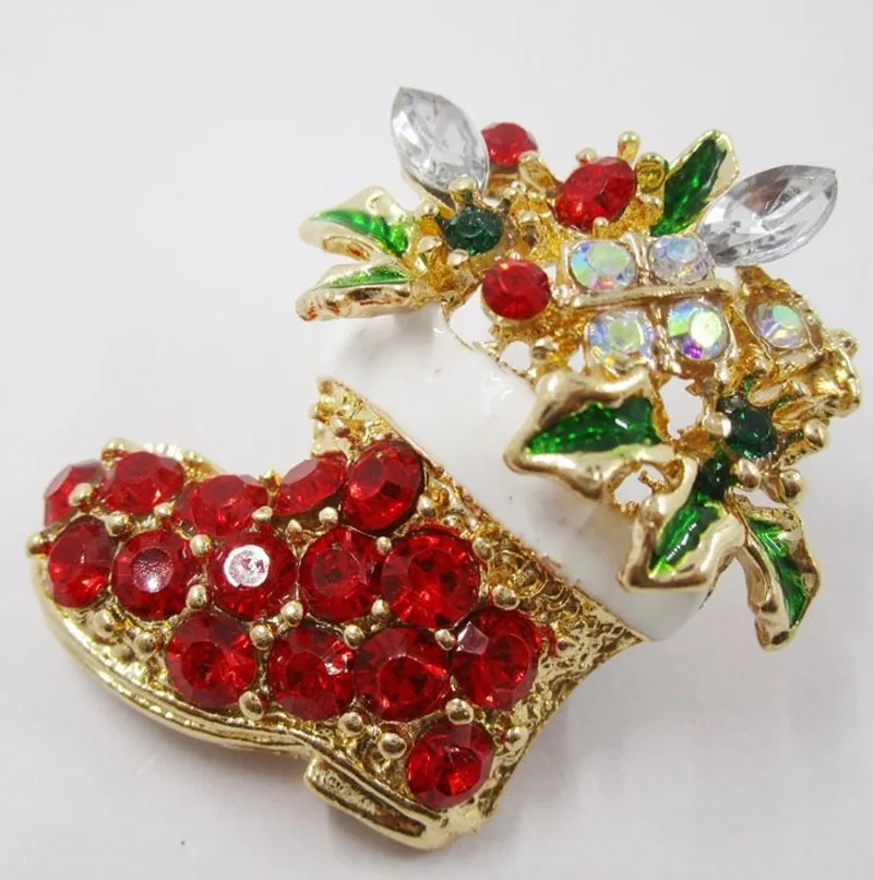 Потрясающие носки с цветами красные броши кристаллами на булавке для рождества