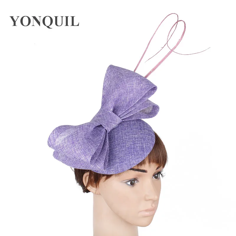 Vintage Dark Peach Fascinator With Ostrich Pole Imitation Sinamay Fascinators Wedding Hair Accessories Occasion Clips Hats |