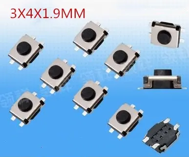 SMD 3*4*1 9 мм микро-кнопка 3X4X1.9 тактовый переключатель 4-контактный маленький