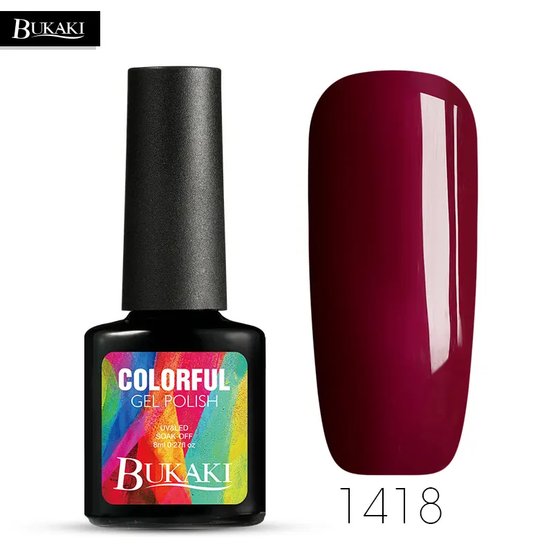 1418 BUKAKI 8 мл Гель-лак UV Vernis Полупостоянный праймер верхнее покрытие гель лак для ногтей, маникюр гель лак полирует ногти - Цвет: 1418