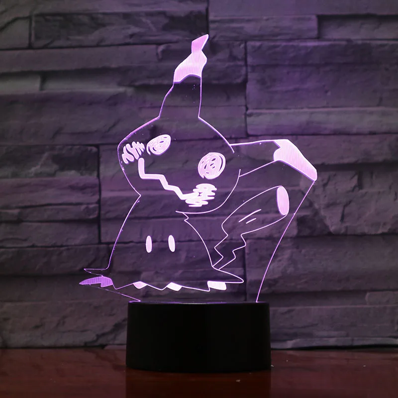 Mimikyu Детский светодиодный ночник Покемон го огонь кошка ночник для детской спальни Декор Свет Праздничный Подарок детский светодиодный ночник 3d - Испускаемый цвет: Mimikyu