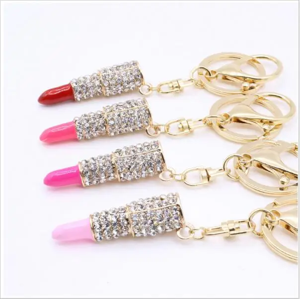 Брелок для ключей в форме помады брелок из кристаллического сплава сумки