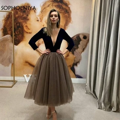 same as picture Новое поступление, вечернее платье с v-образным вырезом и длинным рукавом из Дубая, черное бархатное короткое вечернее платье abiye, дешевое вечернее платье - Цвет: same as picture
