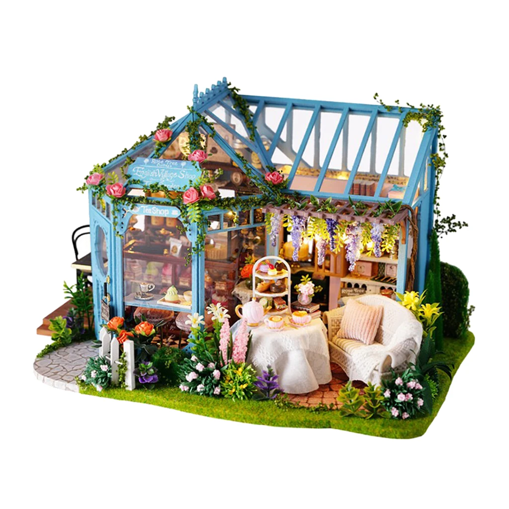 

Dollhouse Miniature DIY Patio Kit Creative Room with Furniture for Romantic Gift - with Music Movement and Lights