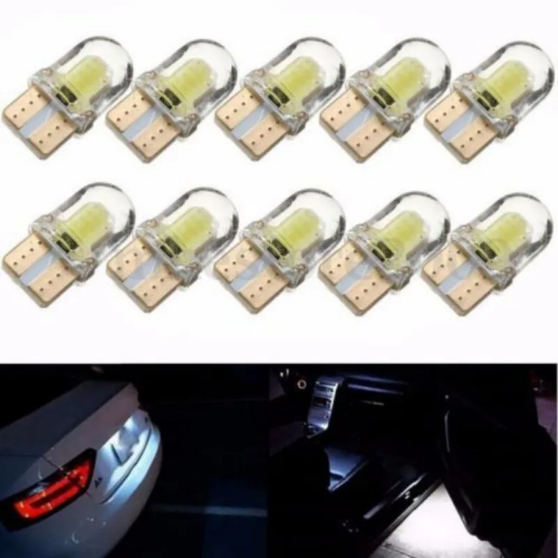 10 шт. LED W5W T10 194 168 COB 8SMD Led парковочная лампа авто Клинообразная яркая кварцевая