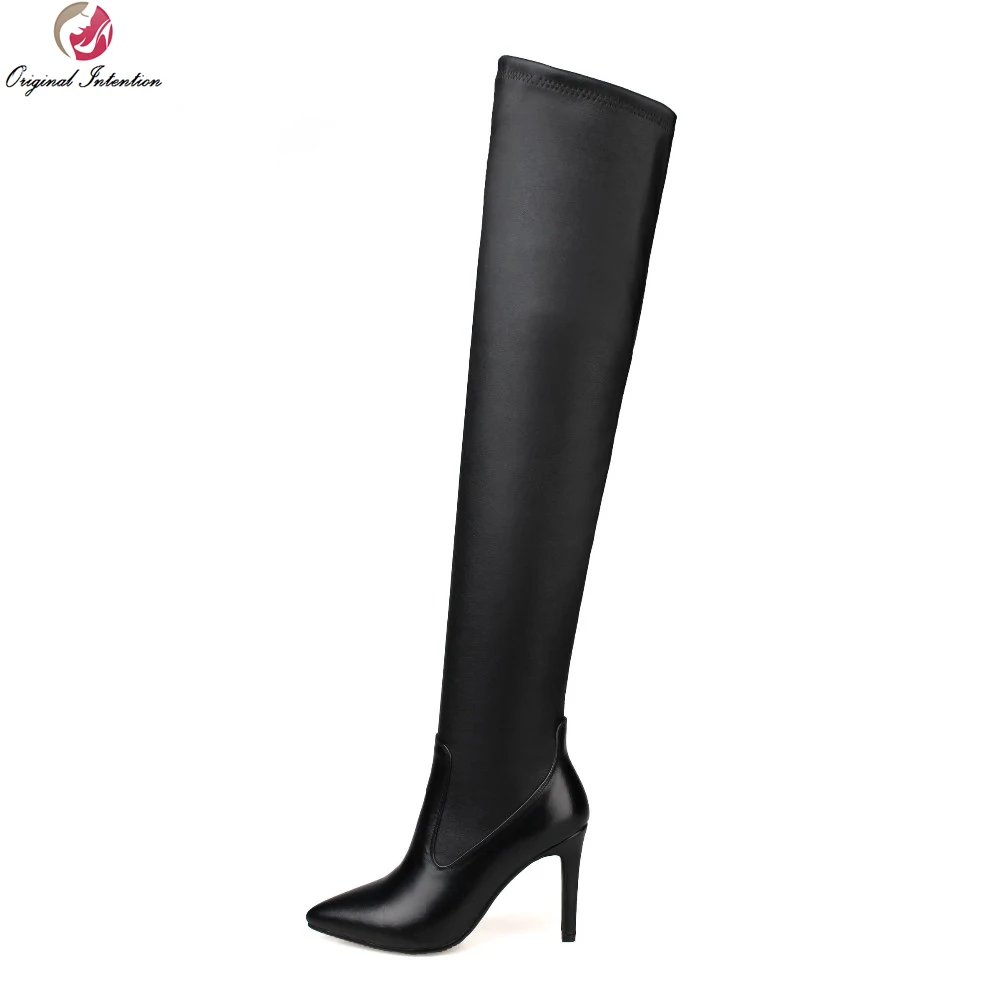 Женские ботфорты с острым носком на тонком каблуке размеры 4 10 5|shoes woman|shoe usknee boots |