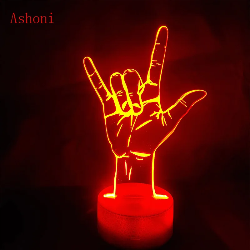 I Love You Sign Language 3D светодиодный настольный светильник сенсорный ночник с