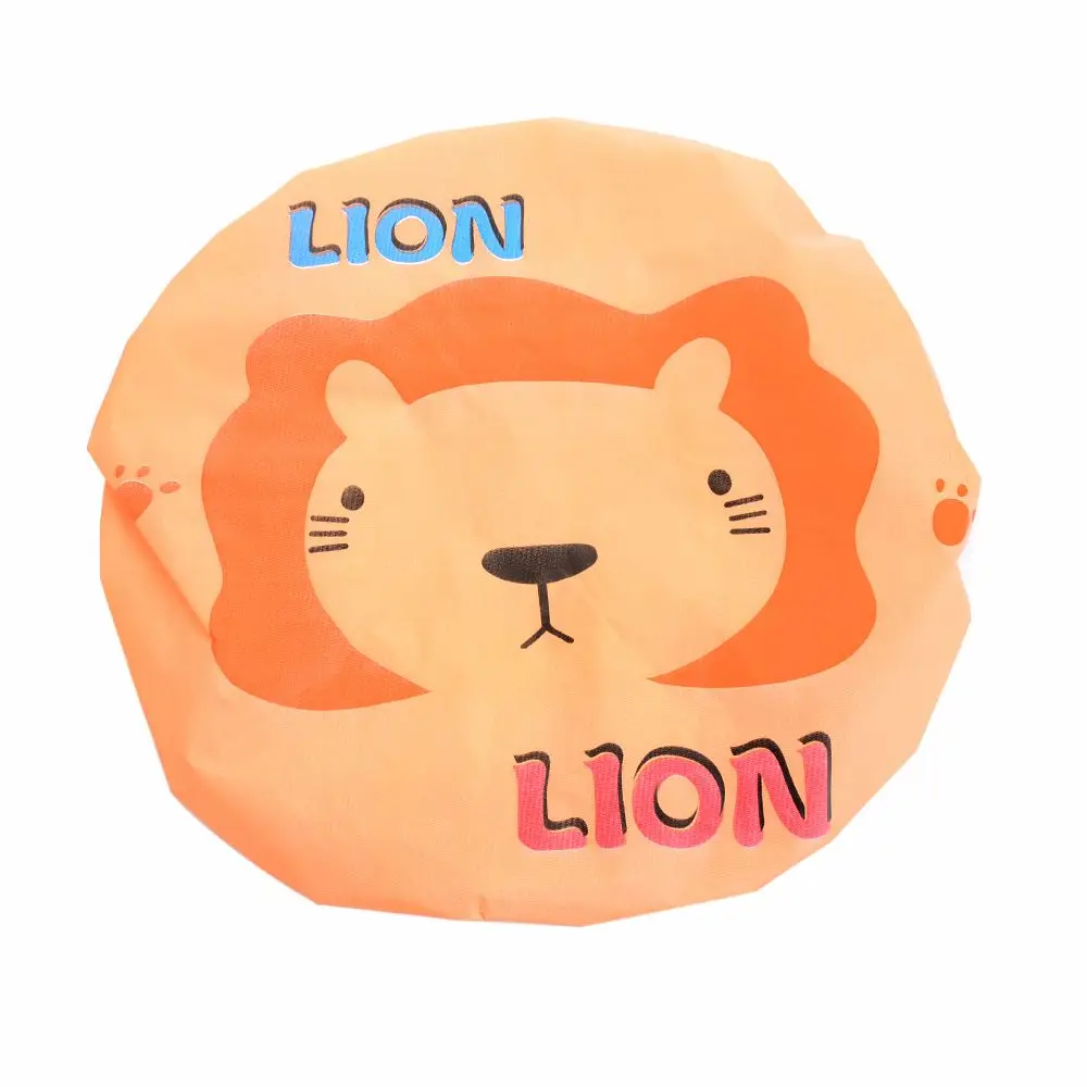 lion Милый мультфильм колпачок для душа Женская шляпа для ванн и саун кружевная эластичная лента шапка spa Кепка женская детская защита для волос шапки - Цвет: lion