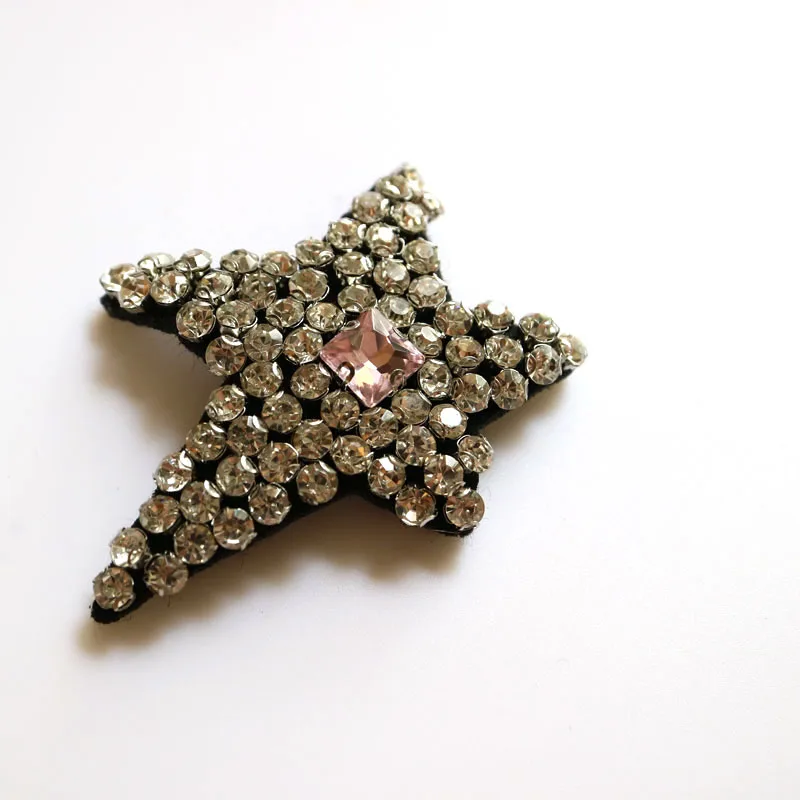 pink square star 1 шт. 3D ручной работы сердце нашивки со стразами и бисером для одежды DIY пришить блесток Стразы parches бисером аппликации шляпа и сумка - Цвет: pink square star