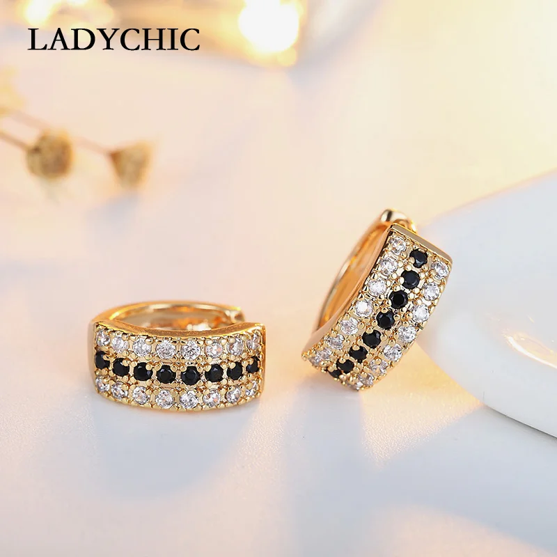 Женские серьги кольца с черным Цирконом золотого цвета|hoop earrings|earrings hoop earringsearrings