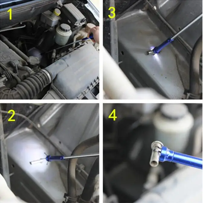 FreeShipping 62cm with LED light strong magnetic universal four-claw pick-up pass sewer toilet take-up clip car repair tool | Автомобили и