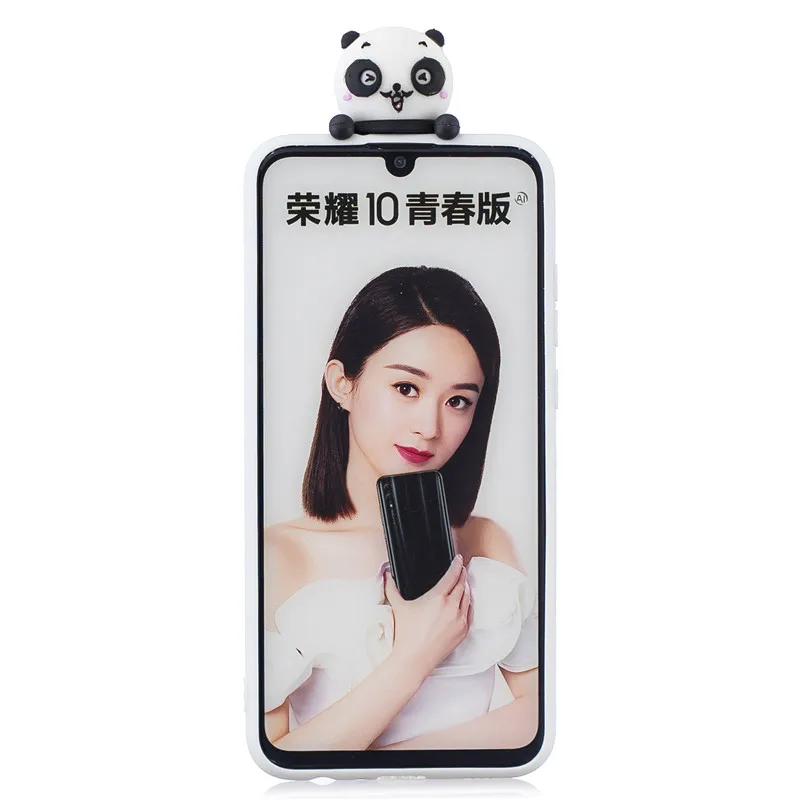Мягкий Силиконовый ТПУ чехол 3D для Huawei P Smart 2019 Etui Мультяшные чехлы с милой пандой