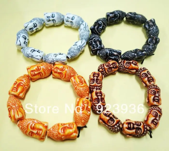 4 шт. амулет с головой Будды яка Смешанный Красочный крутой мужской браслет