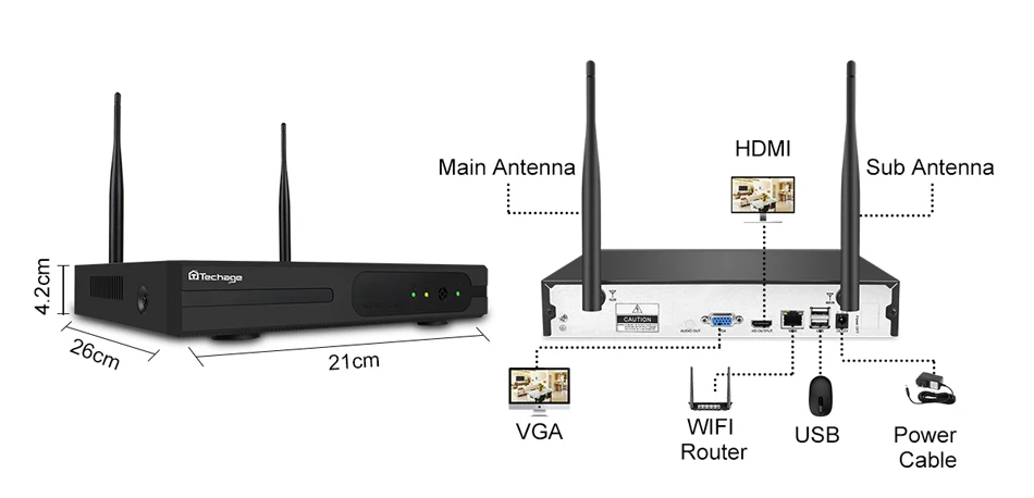 Techage 4CH 1080P Беспроводной NVR комплект 2MP CCTV система 1 ТБ HDD наружная IR Cut аудио Wifi ip-камера безопасности комплект видеонаблюдения