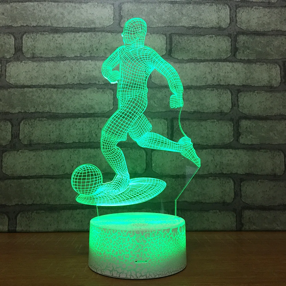 Игрок в футбол 3D светодиодный RGB Ночной светильник 7 цветов Настольный фигурки