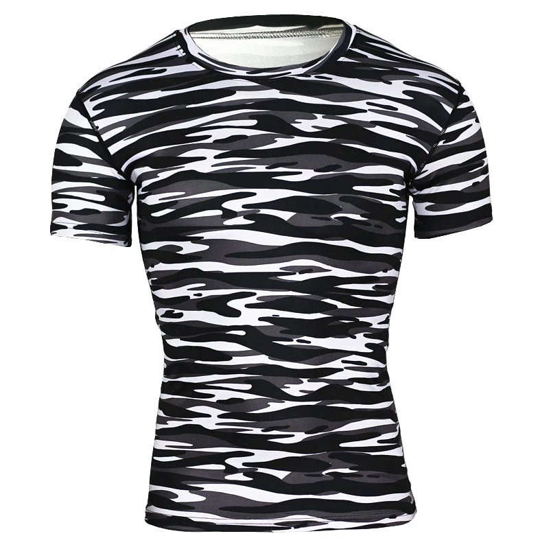 Компрессионные рубашки для бега Мужская быстросохнущая Спортивная футболка с
