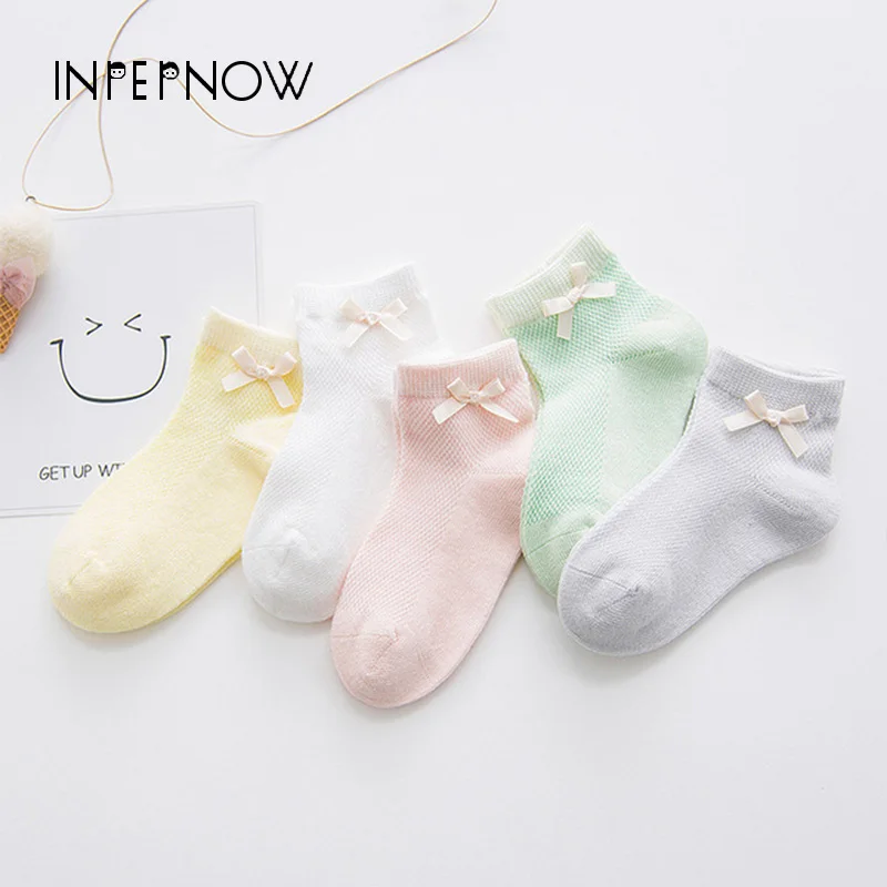 INPEPNOW 5 пар носки для маленьких девочек детские хлопковые в полоску с бантом