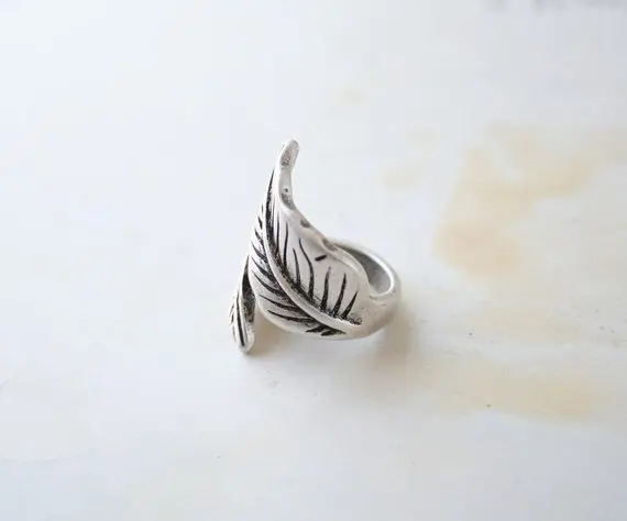 Kinitial 1 ШТ. Регулируемый Широкий лист Кольцо Bague Boho Античная Серебряный Листьев