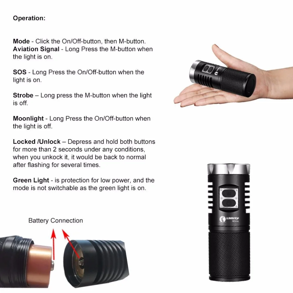 LUMINTOP 920 люмен фонарик SD4A поиск свет CREE XPL-HI-V2 светодиодный максимальная ширина 285 м