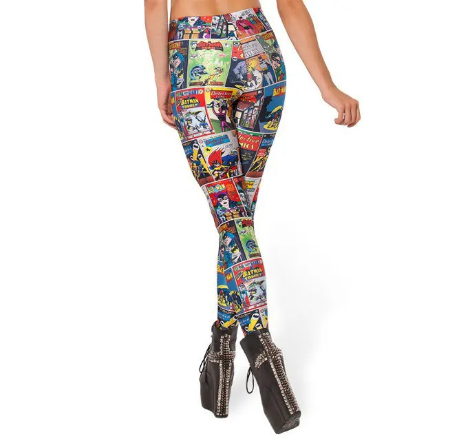 Красочные женские леггинсы с мультяшным рисунком джеггинсы штаны сексуальные