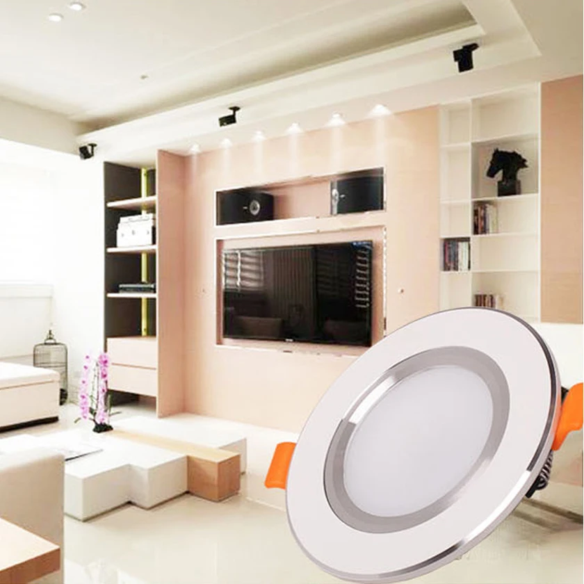 Deled Ultra Slim 3 Вт круглый скрывал двойной Цвет LED Панель света холодный белый лампа