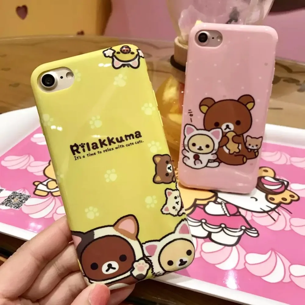 Чехол Rilakkuma для iPhone 7 7plus 6 6s 6plus 8 8plus IMD чехол с подвеской в виде колокольчика сумка